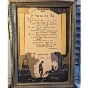 Vintage framed "Wonderful Pal" motto print with poem